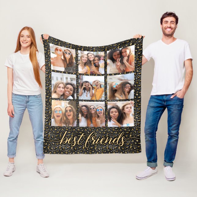 Best Friends Photo Collage Fleece Blanket (In Situ)