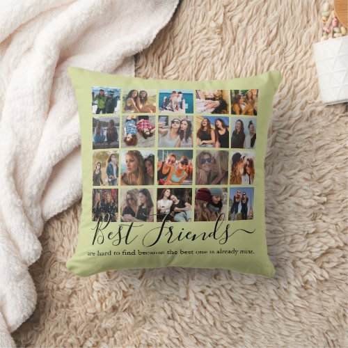 Best Friends Photo Collage Green Throw Pillow