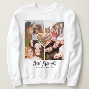 Best Friends Photo Collage Grid & Heart Custom Sweatshirt
