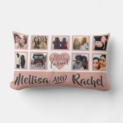 BEST FRIENDS  Photo Collage Name Lumbar Pillow