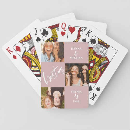 Best friends Photo collage names Playing Cards