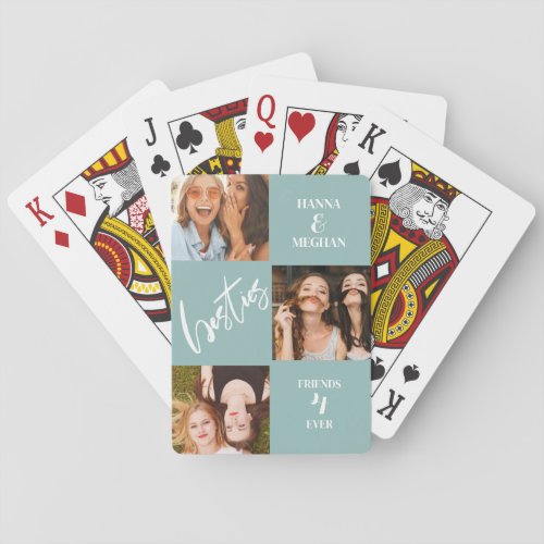 Best friends Photo collage names Playing Cards