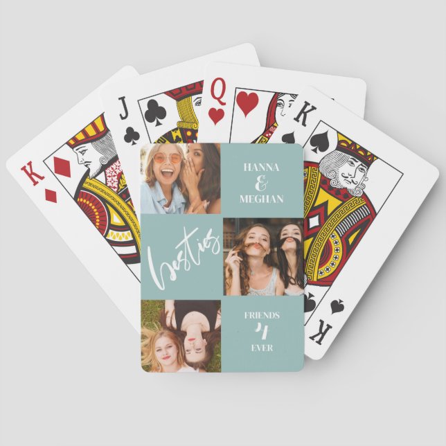 Best friends Photo collage names Poker Cards (Back)