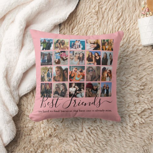 Best Friends Photo Collage Pink Throw Pillow