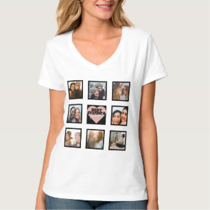 BEST FRIENDS Photo Collage Rose Gold Heart  T-Shirt