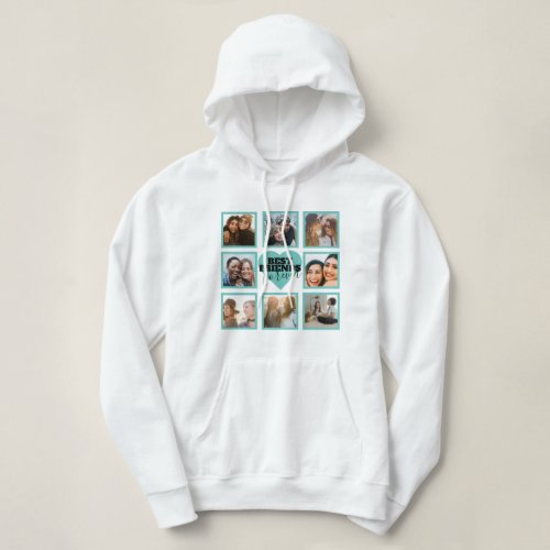 BEST FRIENDS Photo Collage Teal Heart  Hoodie