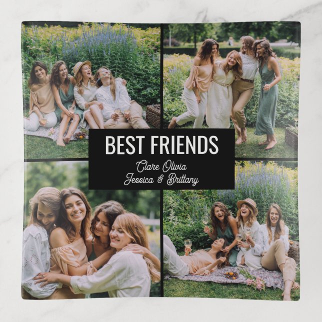 Best Friends Photo Collage Trinket Tray (Front)