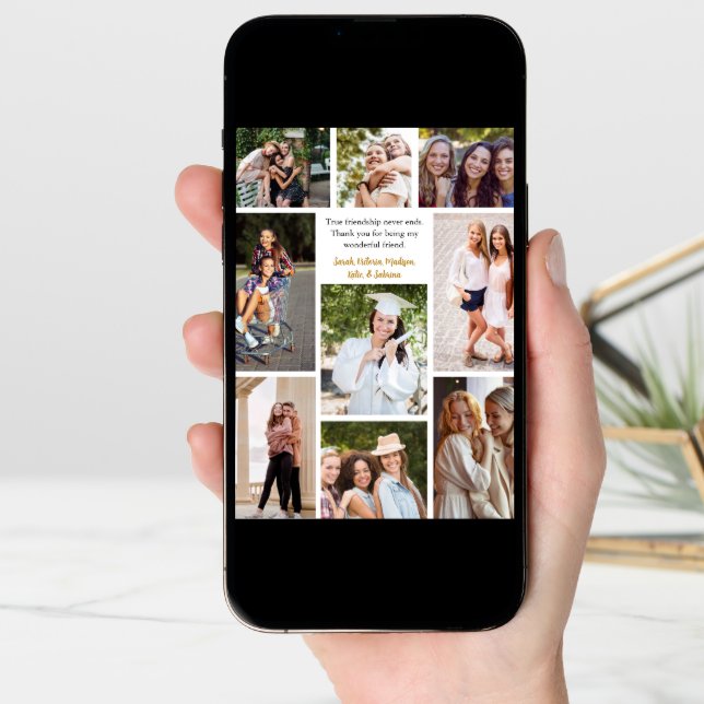 Best Friends Photo Collage with Custom Quote Card (Front Digital)
