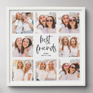 Best Friends Photo Grid   Black and White Script Peel And Stick Photo Tile