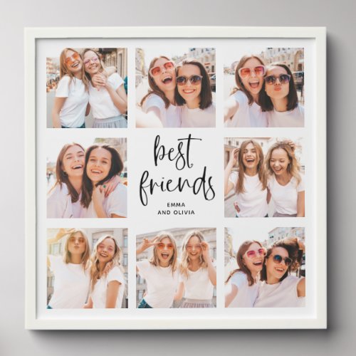 Best Friends Photo Grid  Black and White Script Peel And Stick Photo Tile