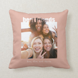 Best Friends Photo Modern Bff Besties Friendship T Throw Pillow