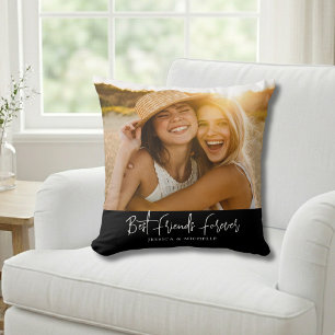 Best Friends Photo Name Throw Pillow