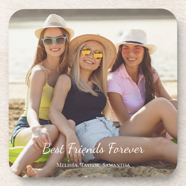 Best Friends Photo Names Beverage Coaster (Front)