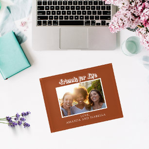 Best friends photo names burnt orange brown paperweight