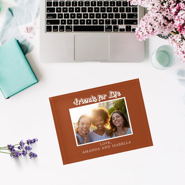 Best friends photo names burnt orange brown paperweight (Creator Uploaded)