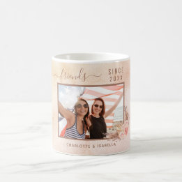Best friends photo names pampas grass rose gold coffee mug