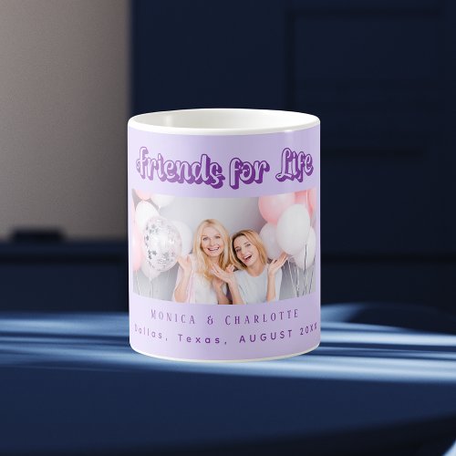 Best friends photo names violet purple coffee mug