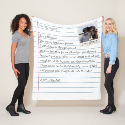 Best Friends Photo Personalized Letter Message Fle Fleece Blanket