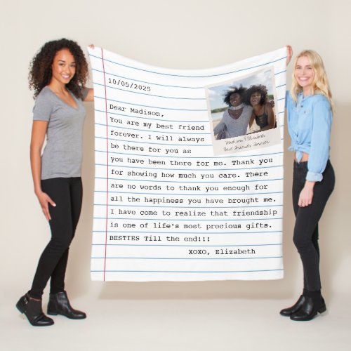 Best Friends Photo Personalized Letter Message Fleece Blanket