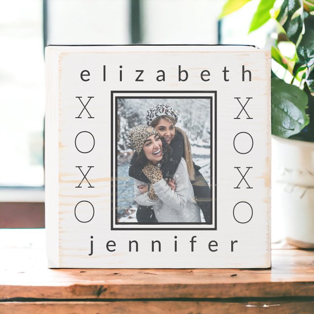 Best Friends Photo Personalized XOXO  Wooden Box Sign (Creator Uploaded)