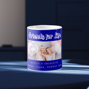 Best friends photo royal blue names coffee mug
