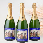 Best friends photo royal blue white names party sparkling wine label<br><div class="desc">A gift for your best friend(s) for a birthday party,  a Bridal Shower,  Christmas or a special event. White text: Friends for Life,  written with a trendy style script. Personalize and use your own photo and name(s)  A royal blue background color.</div>