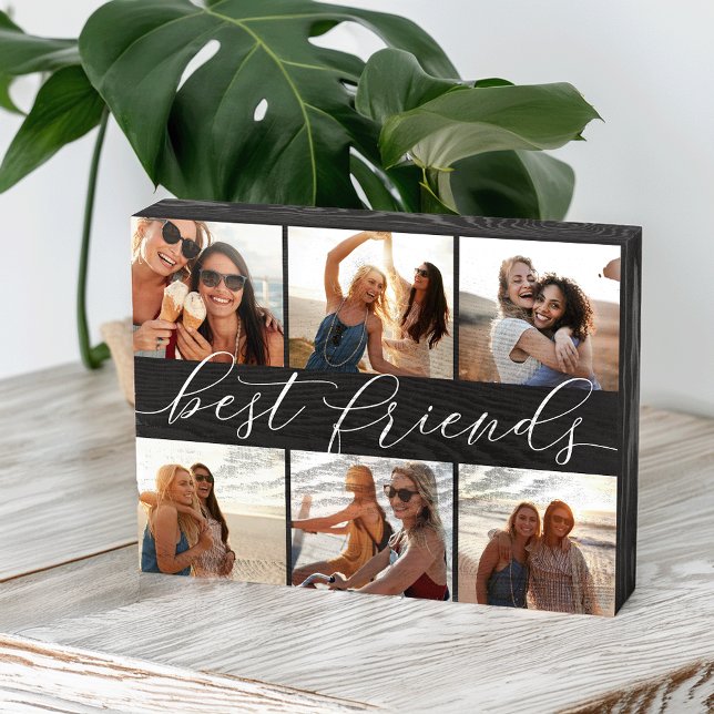 Best Friends Photo Rustic Photo Collage Wooden Box Sign (Creator Uploaded)