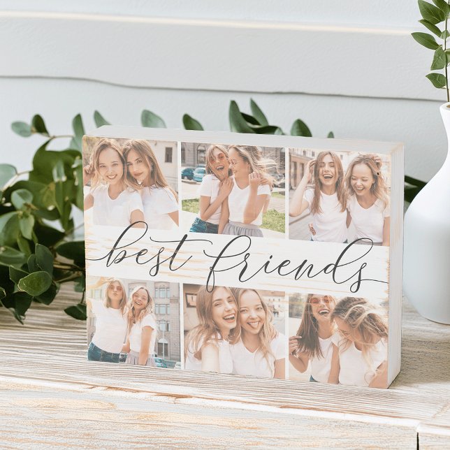 Best Friends Photo Rustic Photo Collage Wooden Box Sign (Creator Uploaded)