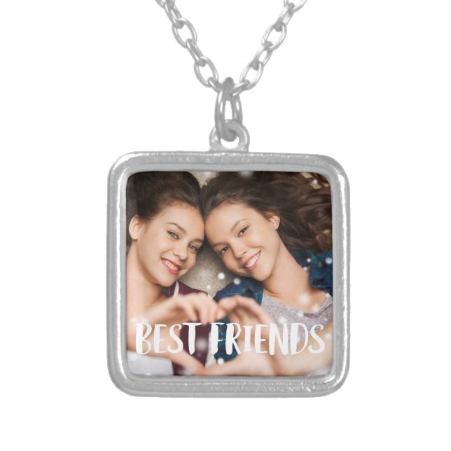 Best Friends Photo Silver Plated Necklace (Front)