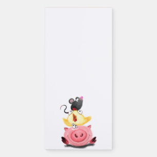 Best Friends Pig Chick and Mouse Magnetic Notepad