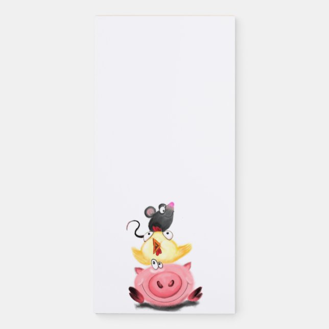 Best Friends Pig Chicken Mouse Magnetic Notepad (Front)