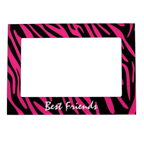 Best Friends Pink Zebra Stripes Magnet Photo Frame