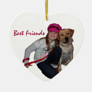 Best Friends-Pretty Girl & Puppy Ceramic Ornament