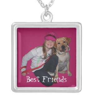 Best Friends-Pretty Girl & Puppy Silver Plated Necklace