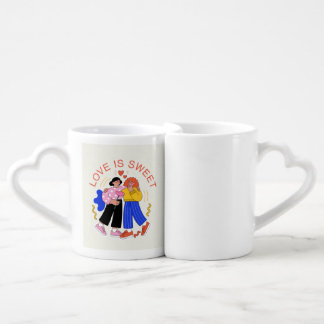 Best Friends Pride Love is Sweet Illustration Coffee Mug Set
