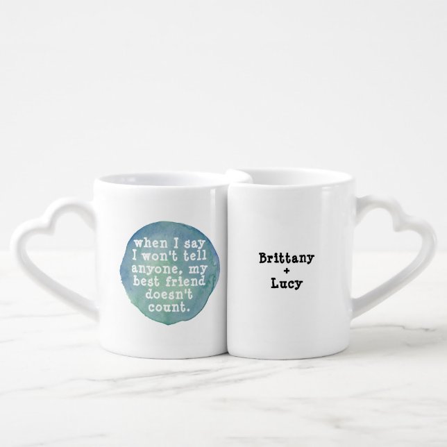 Best Friends Quote Funny Humor Matching Coffee Mug Set (Front Nesting)