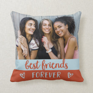 Best Friends   Red Orange Color Block 2 Photo Throw Pillow