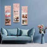 Best friends rose gold blush photo collage triptych<br><div class="desc">A unique gift for your best friends, or as a treat for yourself. For Christmas, birthdays or a special event celebrating her life with a collage of 5 of your own photos, pictures. A chic feminine rose gold, blush pink gradient colored background. BFF is written with a gray colored text....</div>