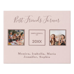 Best friends rose gold names photo faux canvas print