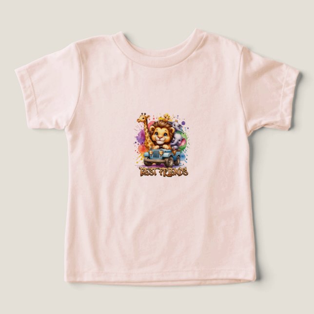Best Friends Safari Baby T-Shirt – Adorable Animal Toddler T-shirt (Design Front)