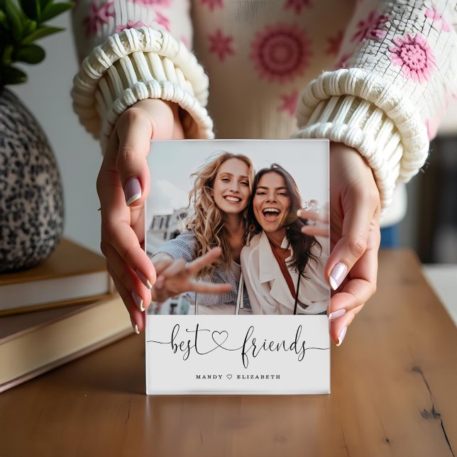 Best Friends Script Friends Gift Photo Keepsake Block (Best Friends Script Friends Gift Photo Keepsake)