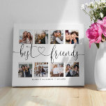 Best Friends Script Gift For Friends Photo Collage Canvas Print<br><div class="desc">A special and memorable photo collage gift for best friends. The design features an eight photo collage layout to display eight of your own special best friend's photos. "Best Friends" is designed in a stylish black brush script and heart design calligraphy and customized with best friend's names. Send a memorable...</div>