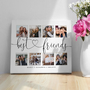 Best Friends Script Gift For Friends Photo Collage Canvas Print