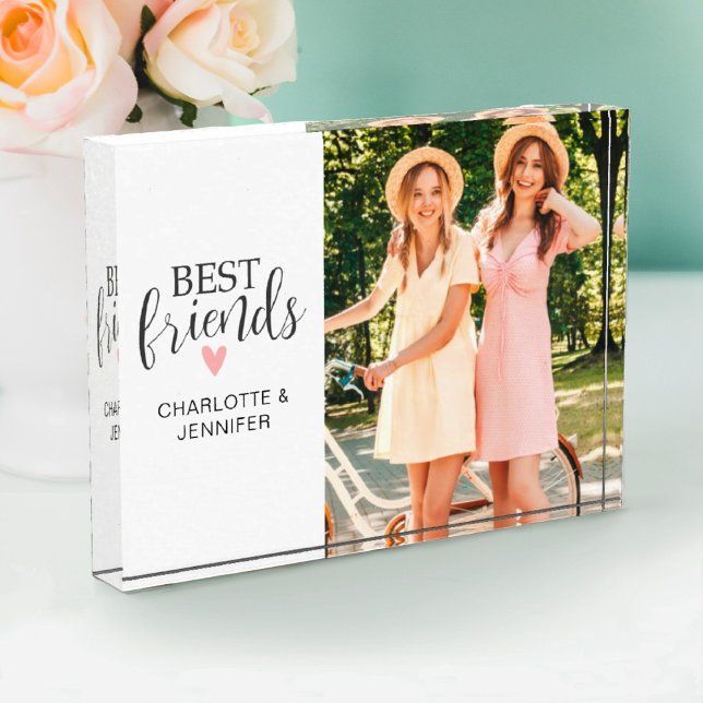 Best Friends Script Keepsake Photo Block (Add a cute photo to this acrylic photo block for an awesome gift for your best friend.)