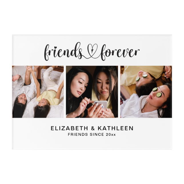 Best Friends Script Photo Collage Acrylic Print (Front)