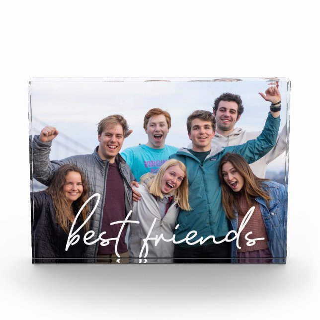 Best Friends Script White overlay on Custom Photo  Block (Front)