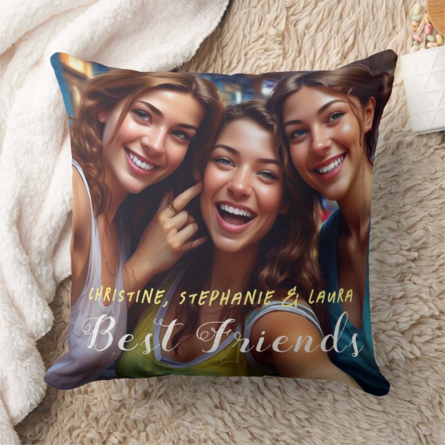Best Friends Selfie Throw Pillow (Blanket)