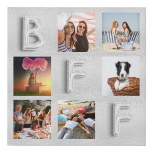 Best Friends silver photo collage BFF Faux Canvas Print
