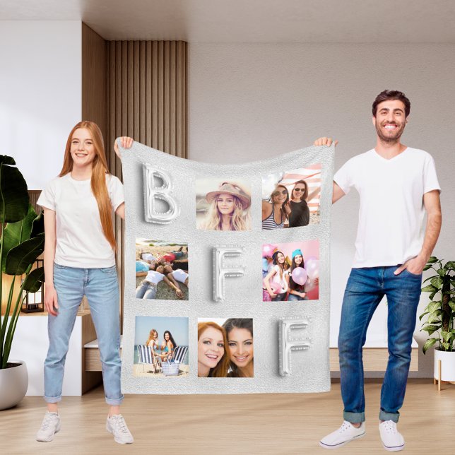 Best Friends silver photo collage Fleece Blanket (Creator Uploaded)