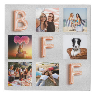 Best Friends silver rose gold photo collage Faux Canvas Print